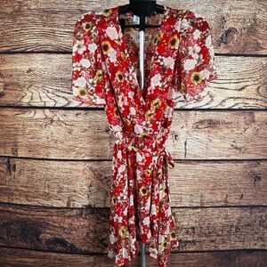 Elegant Asymmetrical Floral Dress in Red #cottagecore #whimsical